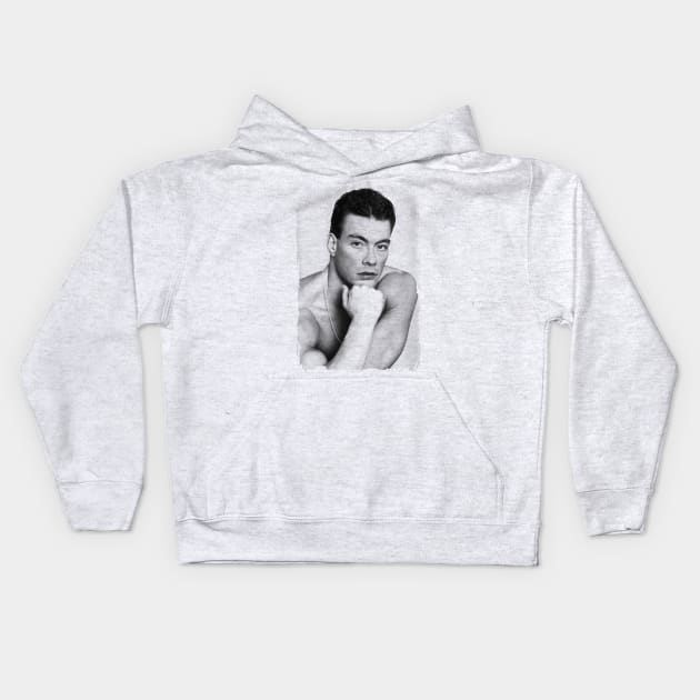 Jean Claude Van Damme Kids Hoodie by WHITE ANGEL STUDIO